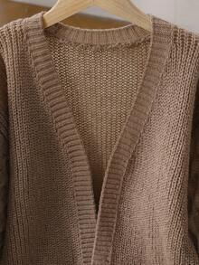 Sparklyn 1pc Korean Style Delicate Diamond Textured Lantern Sleeve Long Cardigan Sweater, Regular Thickness, Suitable For Girls, Casual Wear, Outdoor, Gathering, Shopping, Autumn/Winter Fall