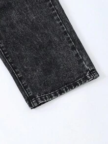 青少年女孩松紧腰拉链休闲户外街头百搭牛仔裤直筒裤，适合日常穿着、派对、学校 - 彩色 - 查看 8