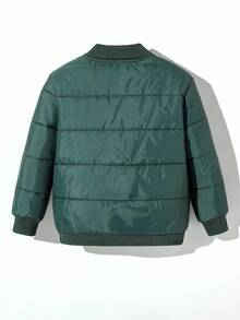 Young Boys Autumn/Winter Applique Button Baseball Padded Coat Kids Coat Wear Kids Jacket Boys Jackets Fall Winter Letterman Jacket Kids Kids Bomber Jacket Kids Winter Jacket - Brown - View 2