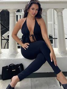 NegzBox Women's Solid Color High Waist Casual Skinny Pants