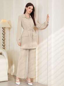 Graceveil Women's Plain Simple Daily Long Sleeve Top And Pants Set 2 Pieces Set