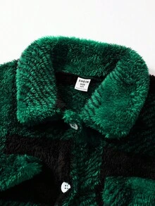 SHEIN Explorewe 3 قطع/طقم بنطلون ذو تصميم ريبي واسع + قميص طويل الأكمام بياقة عالية + جاكيت طويلة الأكمام بياقة مقلمة للبنات