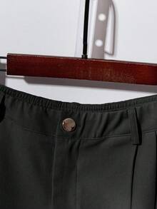 Franclia 2pcs Women's Fashion Elegant Round Neck Long Sleeve Shirt & Casual Pants Set Fall Cloth For Women Women Black Pantsuit Black Pants Suit Women Black Pants Set Women Women Black Suit Black Suit Set Women - Black - View 3