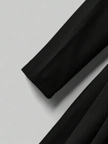 Ontre 少女中式立领纯色下摆褶皱连衣裙 - 黑色 - 查看 4