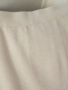 Franclia New Pleated Patchwork Knitted High Waist Slimming Midi A-Line Skirt, Casual Women Sweater Skirt