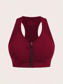 SHEIN Sports 3件装拉链撞色包边露背运动文胸，前拉链运动文胸，3件装上衣，运动上衣，运动服上衣，前拉链运动上衣，拉链运动文胸，前拉链运动文胸，拉链文胸 - 彩色 - 查看 5