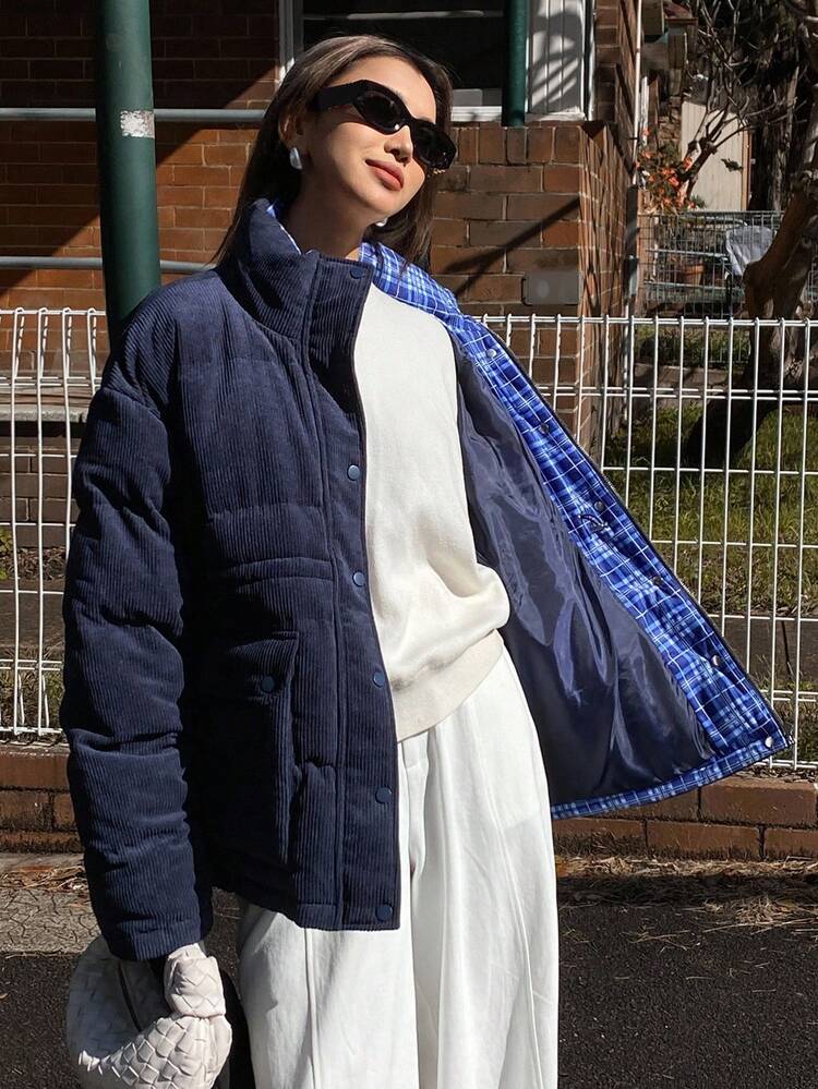 Women's Casual Stand Collar Jacket, Versatile For Winter Women Coats