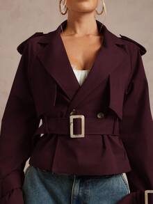 Lumalex Fashionable Casual Short Pleated Women Trench Coat In Fall/Winter