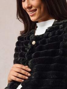 Boho Mama Maternity Solid Color Single-Breasted Faux Fur Sleeveless Regular Jacket, Autumn/Winter Vintage Boho Country