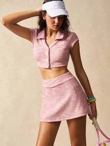 VARSIVA Trainingsanzug für Frauen, buntes kurzes Crop Top und Mini-Rock Sport Set - Verschiedenfarbig - Übersicht 6