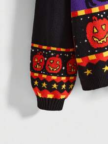 ROMWE Gothic Pumpkin Print Cardigan For Women, Autumn/Winter - Multicolor - View 4