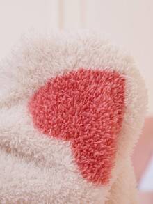 SweetSlumber Women's Cute Ins-Style Contrast Color Heart Soft Plush Pajama Set Cute Lounge Set Heart Pajama Set Cozy Sets Women, Fall/Winter Clothes, Fluffy