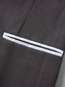 Manfinity Mode 男士休闲/商务通勤撞色拼接领单排扣西装外套 - 淺灰色 - 查看 6