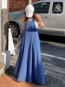 Teen Girl Y2K Casual Sleeveless Loose Cami Maxi Denim Long Dress,Business Casual Woman,Old Money Outfits,Girls Fall Autumn Winter Clothes,Back To School Homecoming Outfits - Medium Wash - View 3