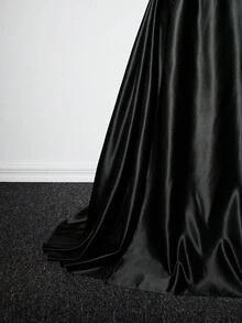Viva Relle Plus Size Sleeveless Asymmetrical Shoulder Elegant Romantic Fashion Dress - Black - View 6