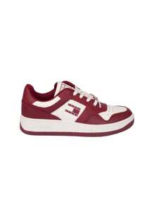 Tommy Hilfiger Retro Leather Cupsole Basketball Men's Casual Sneakers Red White EN0EN02532 - Red - View 1