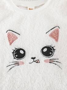 Cozy Pixies 2 pezzi Set di top a girocollo a maniche lunghe e pantaloni alla caviglia con fodera in pile e motivo a cuori per bambina