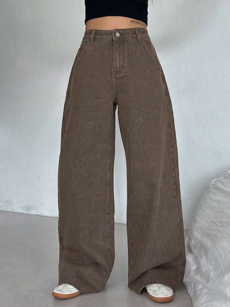 Women's Regular Waist Straight Leg Long Jeans