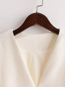 Franclia Fashionable Elegant Commuting Minimalist Solid Color Jacket Fall Winter Cloth For Women - White - View 5