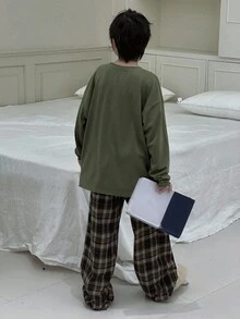 DAZY 2 件套幼儿男童长袖上衣和裤子睡衣套装，秋季 - 綠色 - 查看 2