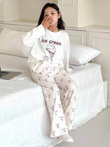 Dazy Kids 青少年女孩休闲家居服睡衣，秋季 - 白色 - 查看 7