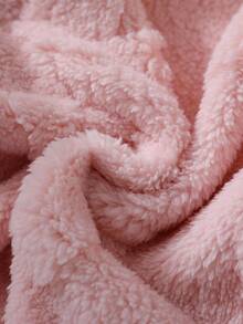 Genkimix Kids 2pcs/Set Young Girl' Cute Casual Comfortable Knit Round Neck Fluffy Pink Long Sleeve Top And Pants Pajama Set With Bow Design Winter Pajama Set Girls Fall