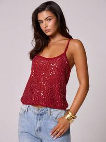 MUSERA Strappy Sequin Spaghetti Strap Top Spring, Summer, Ibiza, Y2k, Cool Girl, Festival, Rave, Vacation, Club, Cute Fall Christmas Sparkly Thanksgiving Chic