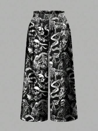 Große Größen Gothic Schlangen Muster Halloween Horror Bemitleidenswert Allover Muster Weite Hose