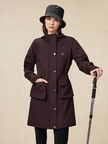 OutZeal Women Jacket Long Sleeve Top Camping Hiking Water-Resistant Hooded Long Length Drawstring Waist With Zip Pockets