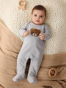 Cozy Pixies 新生女宝宝卡通动物图案针织柔软圆领长袖连体衣和无袖背心两件套，包括小熊套装、泰迪熊宝宝羊羔绒背心和连帽婴儿服，适合冬季和秋季穿着。 - 彩色 - 查看 6