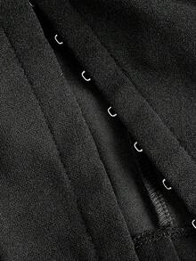 SHEIN MOD 女士优雅露肩荷叶边上衣和半身裙两件套 - 黑色 - View 3