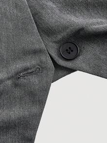 SHEIN MOD Plus Size Women's Solid Color Single-Breasted Vest And Wide-Leg Pants Casual Suit Set In Fall/Winter