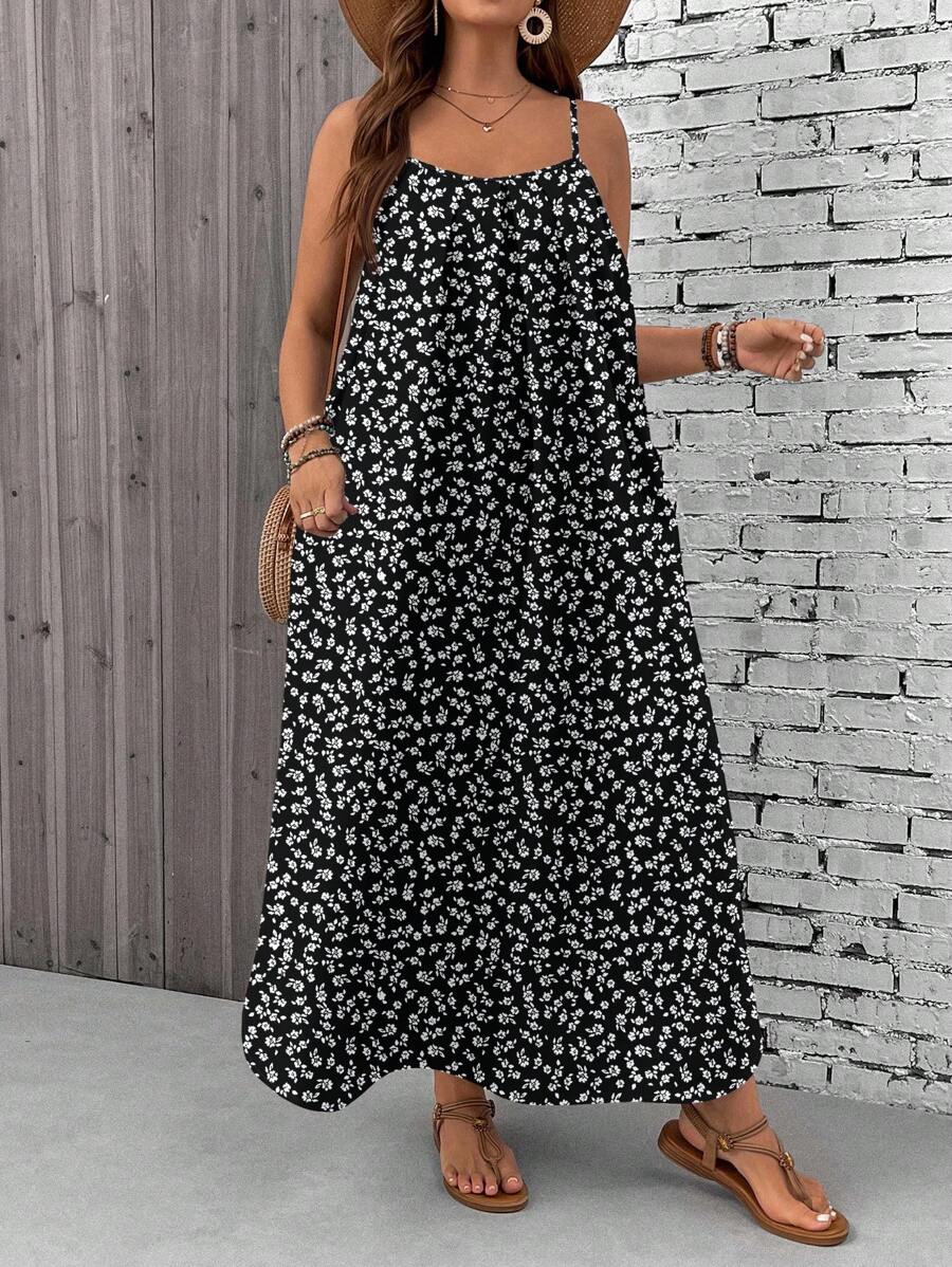 EMERY ROSE Váy Maxi Boho cỡ lớn mùa hè có cổ khoét sâu và túi cho nữ Váy Maxi họa tiết hoa màu đen cho nữ Váy Maxi mùa hè Váy dài thường ngày, Trang phục ngày lễ cho nữ Váy sang trọng - Nhiều màu - Xem 1
