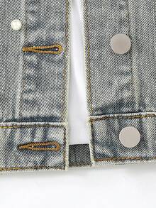 Kleine Mädchen Jeansjacken & Mäntel, Neuankömmling für Herbst/Winter - Cooles Mädchen Destroyed, Street-Style Kühn, mit Strass verziert, elegante Schul-Spirit Jeans Oberbekleidung