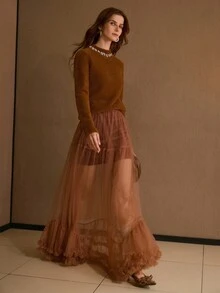 MOTF PREMIUM SWEATER PULLOVER DENGAN DETAIL BATU PERMATA - Rust Brown - View 5