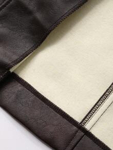 Livesso Women's Casual Solid Color PU Loose Blazer Jacket, Autumn