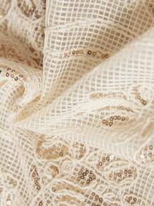 Aveloria Rosie 刺绣、串珠、镂空和格子拼布圆领短袖女式衬衫 - 杏色 - 查看 7