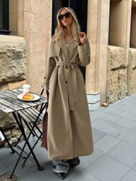 Aloruh Cappotto trench casual da donna a doppio petto con cintura, autunnale