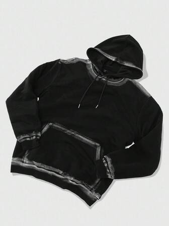 Street Life sweat-shirt à capuche noir effet zébré peint à la main, style de rue américain, automne