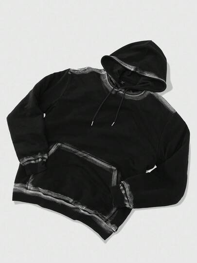 Street Life Men's Street Style American Design Hand Painted Zebra Effect Black Hoodie, Fall