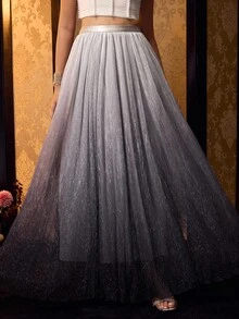 MOTF PREMIUM OMBRE PLISSE FLOWY SKIRT - Blue - View 5