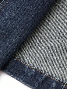 DAZY 女式秋季翻领收腰牛仔长款夹克 - 藍色 - 查看 7