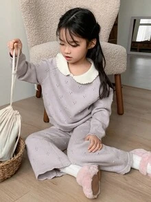 DAZY Conjunto de suéter de punto para niñas, otoño - Morado - Ver 7