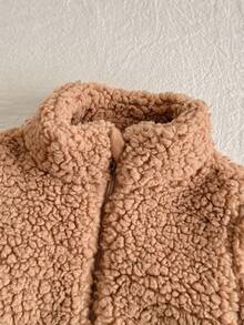 Loomiva 新生男婴/女婴棕色羊毛加厚纯色休闲套装 - 棕色 - 查看 8