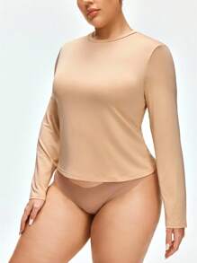 Shapelle Forme Plus Size Casual Solid Color Sleepwear Top, Fall