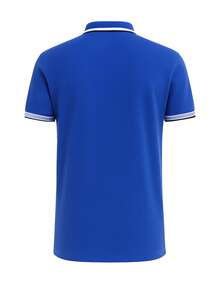 Hugo Boss 男士条纹短袖休闲 Polo 衫 - 424 中藍色 - 查看 5