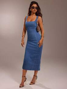 SHEIN Forever 21 Đầm denim dài không tay cổ vuông màu xanh lam nhạt/Trang trọng/Đi học/Halloween/Khách dự đám cưới/Kỳ nghỉ/Phong cách Y2K/Đi biển/Dễ thương/Giáo viên/Đi chơi/Công sở thường ngày/Sang trọng/Sinh nhật/Trang phục công sở/Buổi hòa nhạc đồng quê/Câu lạc bộ/Phong cách miền Tây/Trang phục công sở/Thời trang đường phố/Cổ điển/Lễ hội/Tiệc cocktail/Tiệc rave/Lễ hội/Sân bay/Vui nhộn/Cơ bản/Trang phục ăn sáng muộn/Phong cách những năm 2000/Ôm sát/Phong cách quý tộc/Nhà thờ/Lễ hội/Sang trọng/Tiệc tùng/Kín đáo/Phong cách cổ tích/Hẹn hò/Lễ hội/Trang phục nghỉ dưỡng/Phong cách cá tính/Phong cách Stockholm/Đi chơi đêm - Màu xanh lam - Xem 4