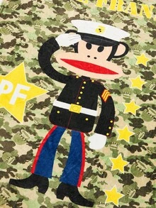 Paul Frank X ROMWE 1pc Customized Camouflage & Cartoon Letter Printed Sofa Blanket, Throw Blanket & Nap Blanket, Thickened Nap Air Conditioning Blanket - Multicolor - View 3