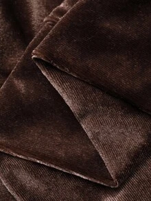 FRIFUL 女士棕色天鹅绒撞色白条纹落肩长袖宽松休闲百搭运动衫，时尚秋季 - 咖啡棕 - 查看 7