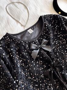 Sparklyn Tween Girls Fashionable 2-Piece Set With Bow & Button Detail Jacket, Cute & Elegant Style Fall Winter